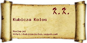 Kubicza Kolos névjegykártya